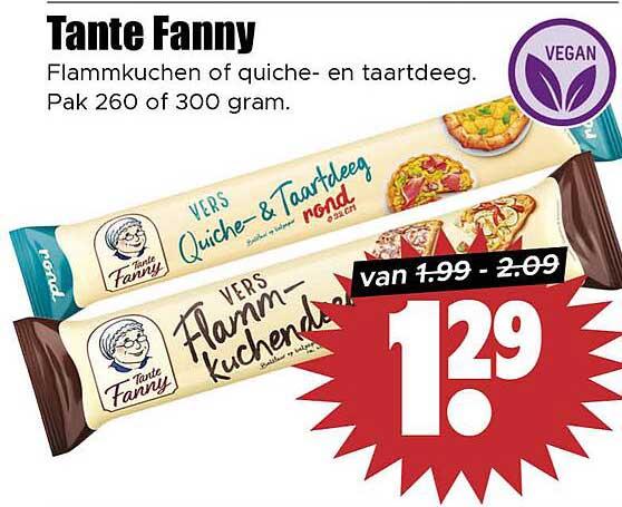 Tante Fanny Flammkuchen of quiche- en taartdeeg. Pak 260 of 300 gram.