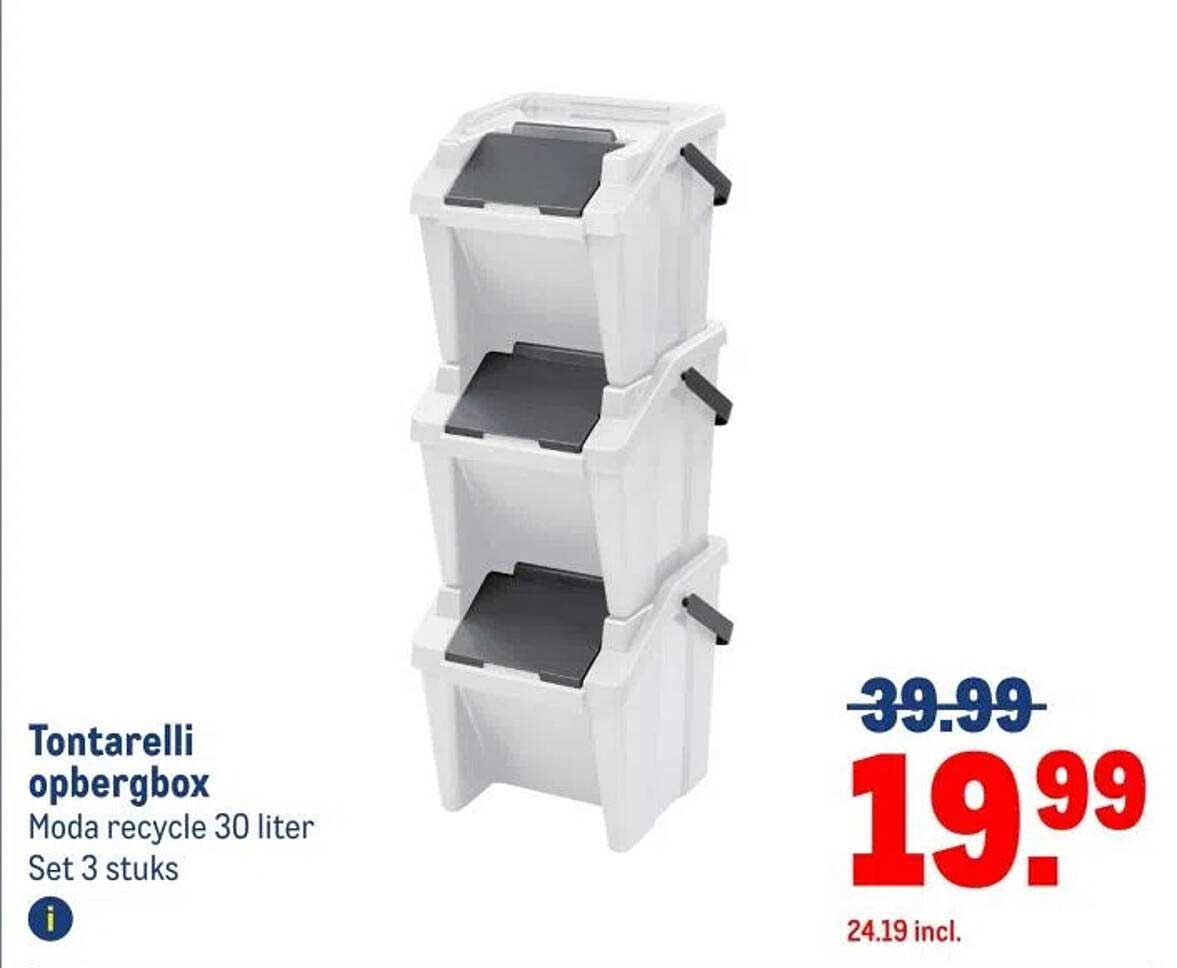 Tontarelli opbergbox Moda recycle 30 liter Set 3 stuks