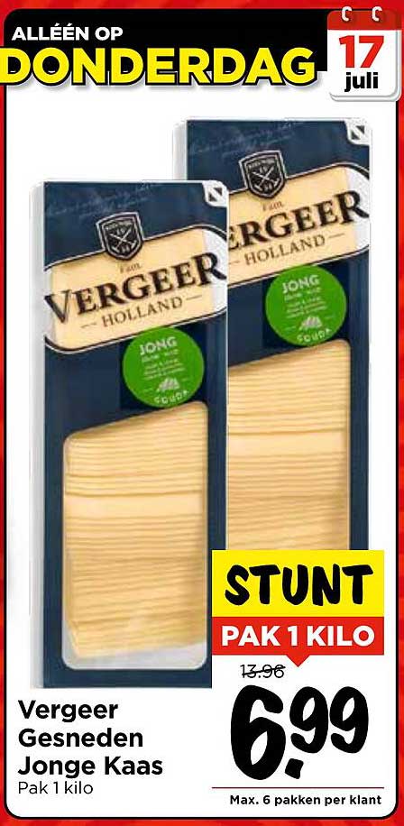 Vergéer Gesneden Jonge Kaas Pak 1 kilo