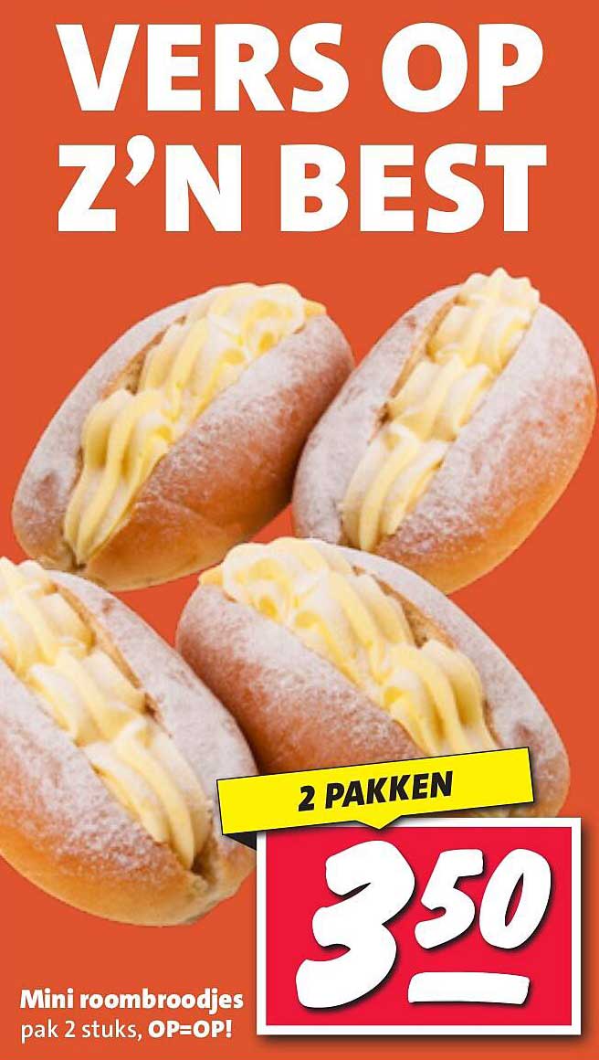 VERS OP Z'N BEST - Mini roombroodjes pak 2 stuks, OP=OP!