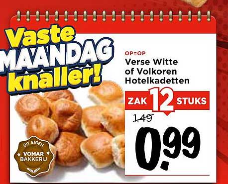 Verse Witte of Volkoren Hotelbollen 12 stuks