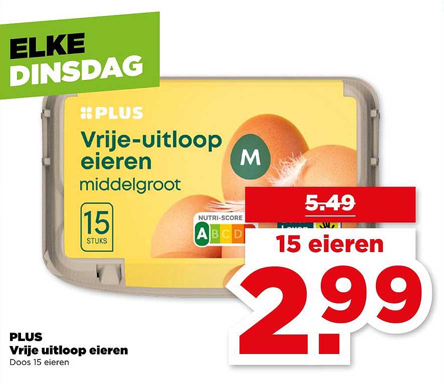 Vrije uitloop eieren middengroot - Doos 15 eieren