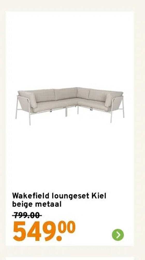 Wakefield loungeset Kiel beige metaal