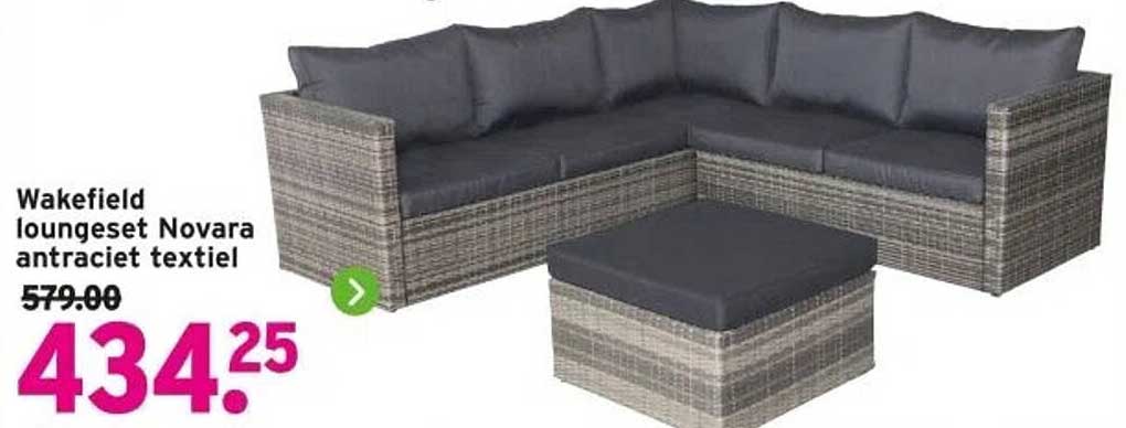Wakefield loungeset Novara antraciet textiel