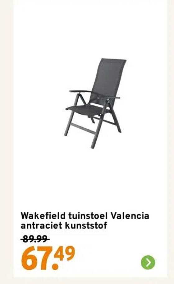 Wakefield tuinstoel Valencia antraciet kunststof
