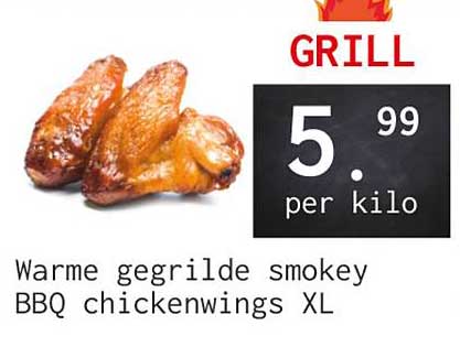 Warme gegrilde smokey BBQ chickenwings XL