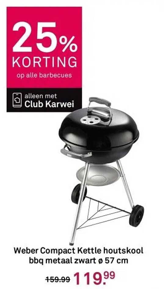 Weber Compact Kettle houtskool bbq metaal zwart ø 57 cm