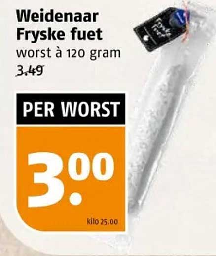 Weidenaar Fryske fuet worst à 120 gram