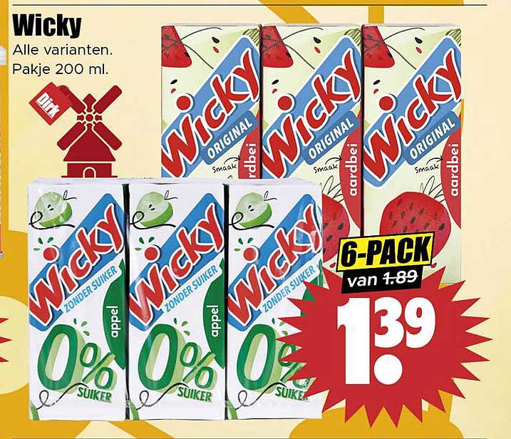 Wicky 6-Pack van 1,89 voor 1,39