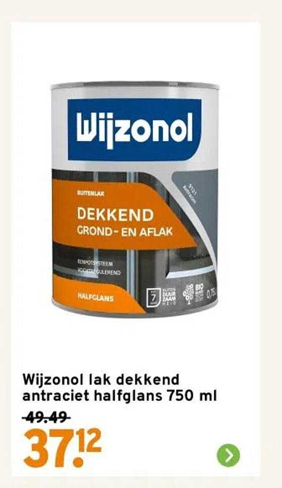 Wijzonol lak dekkend antraciet halfglans 750 ml
