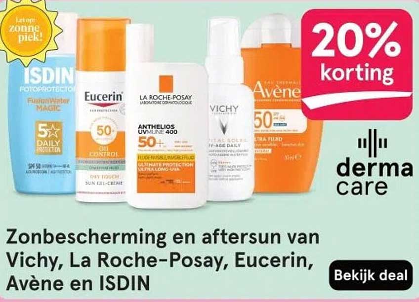 Zonbescherming en aftersun van Vichy, La Roche-Posay, Eucerin, Avène en ISDIN