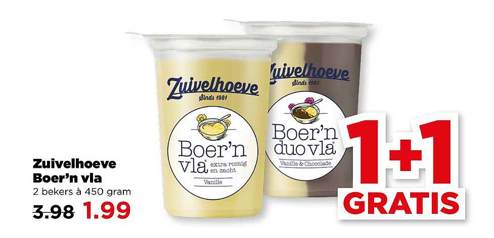Zuivelhoeve Boer’n vla 2 bekers à 450 gram