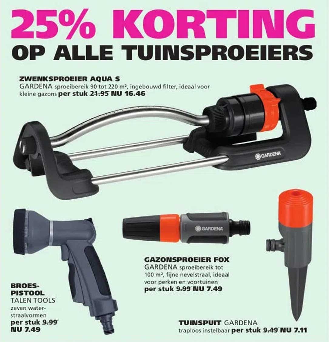 25% korting op alle tuinsproeiers