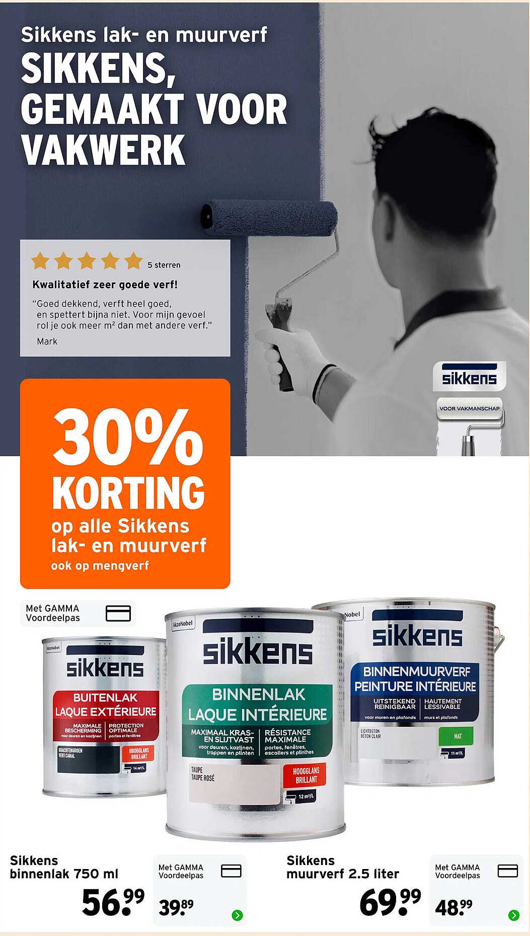30% KORTING op alle Sikkens lak- en muurverf ook op mengverf