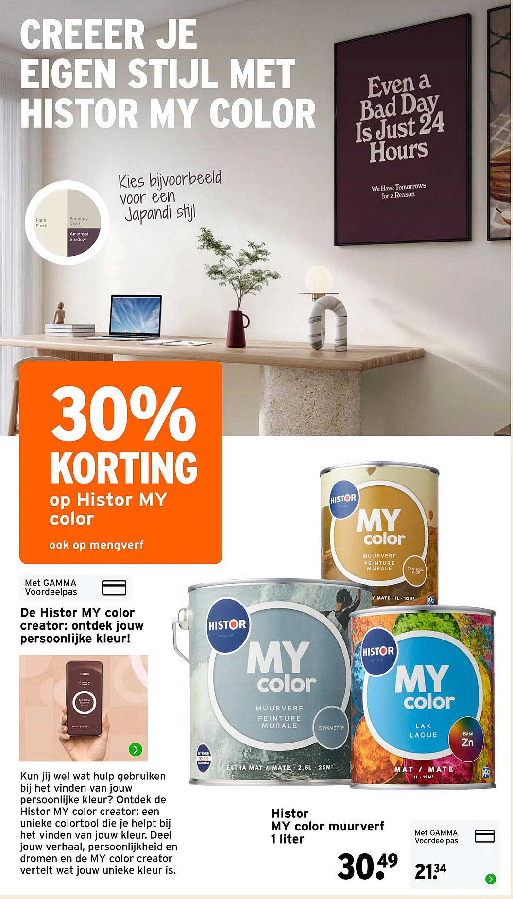 30% KORTING op Histor MY color ook op mengverf