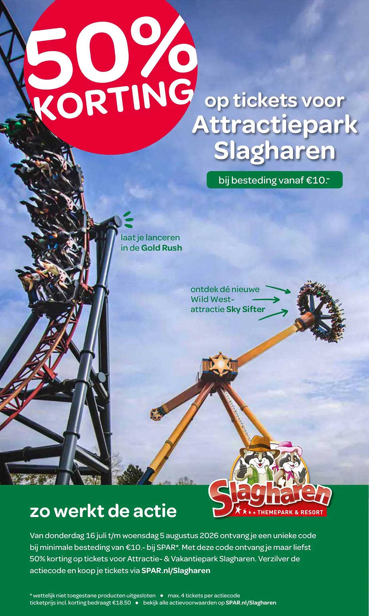 50% korting op tickets voor Attractiepark Slagharen