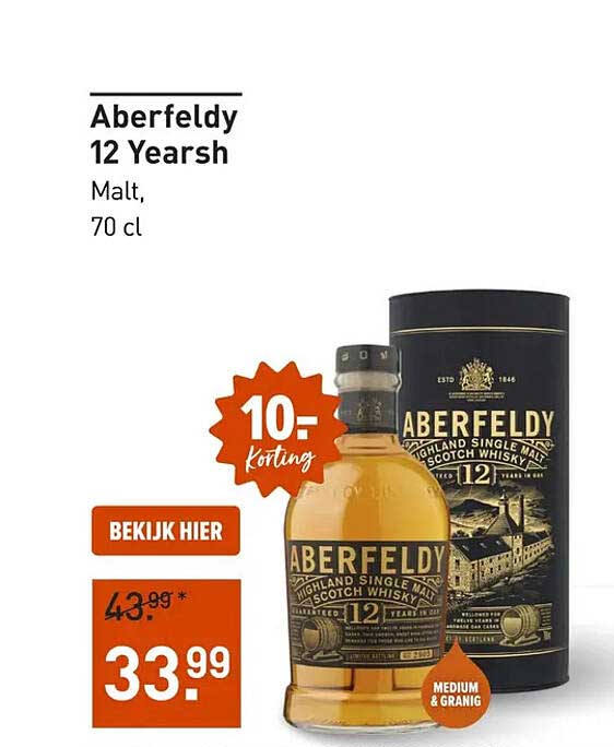 Aberfeldy 12 Yearsh Malt, 70 cl