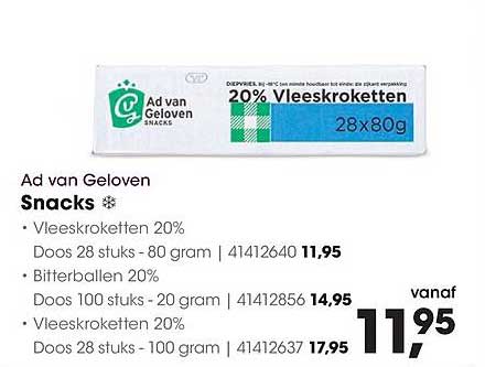 Ad van Geloven Snacks • Vleeskroketten 20%