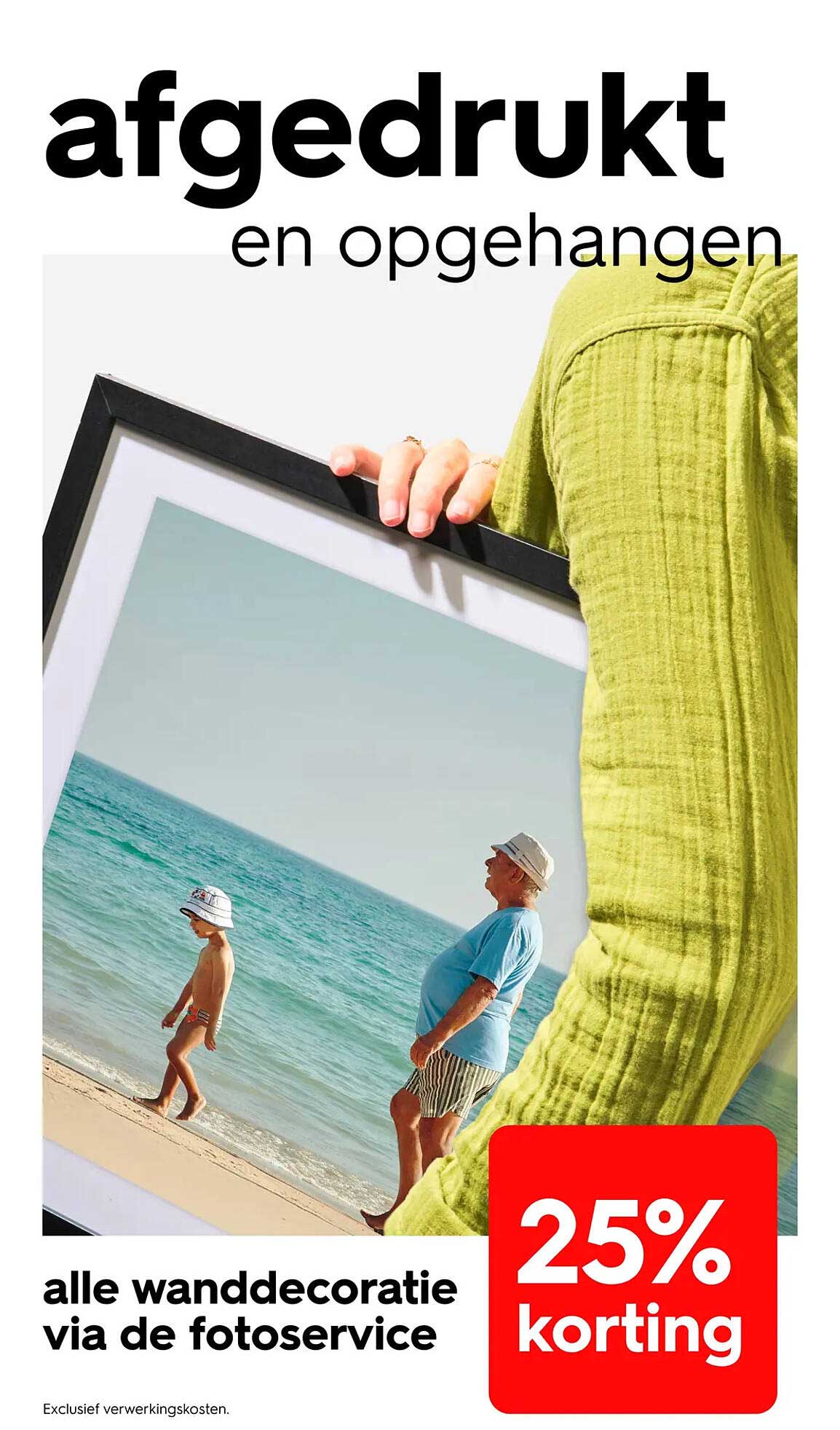 afgedrukt en opgehangen alle wanddecoratie via de fotoservice 25% korting