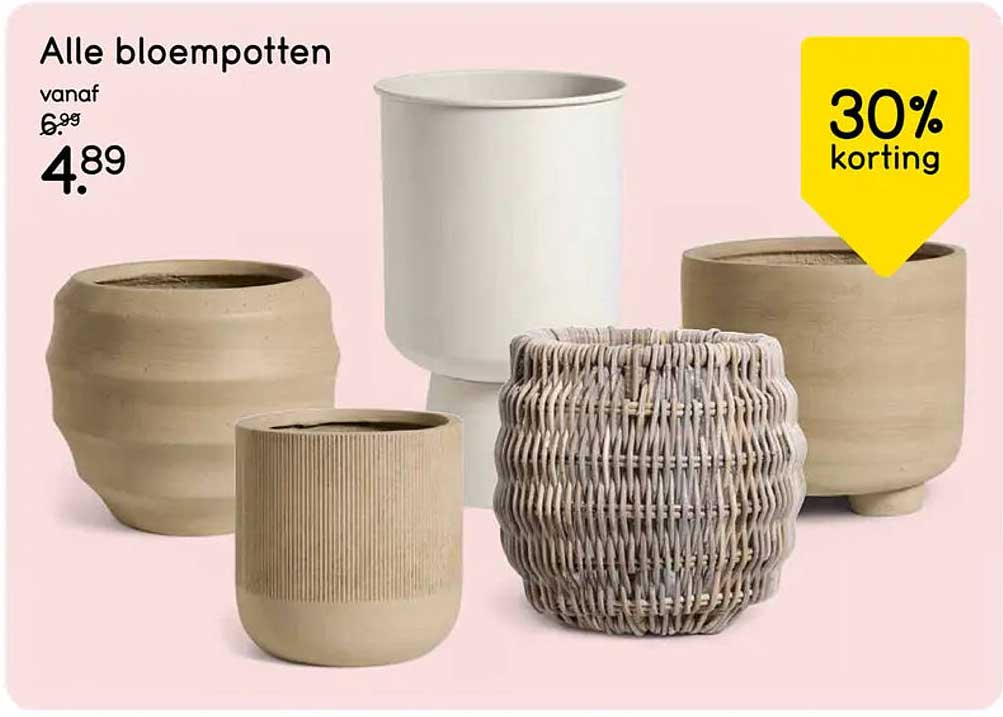 Alle bloempotten 30% korting