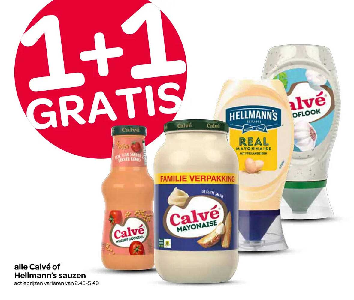 alle Calvé of Hellmann's sauzen 1+1 gratis