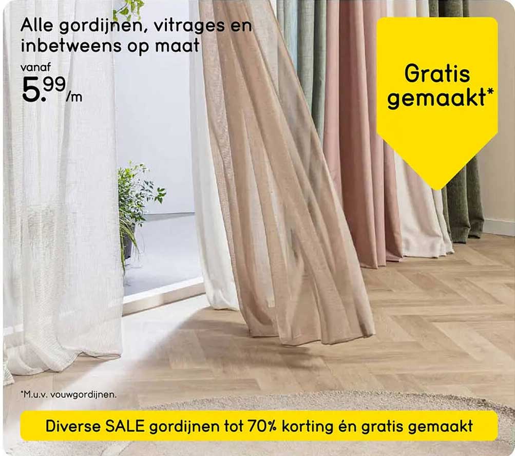 Alle gordijnen, vitrages en inbetweens op maat