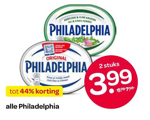 alle Philadelphia tot 44% korting