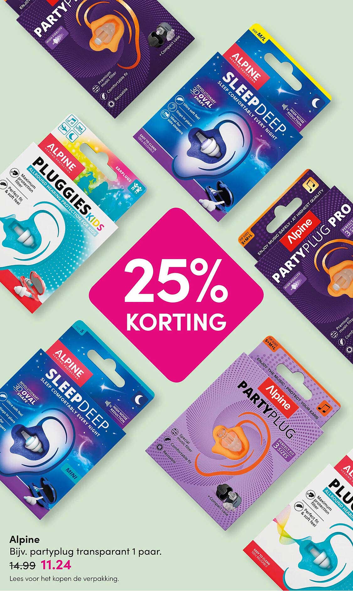 Alpine Bijv. partyplug transparant 1 paar. 25% KORTING