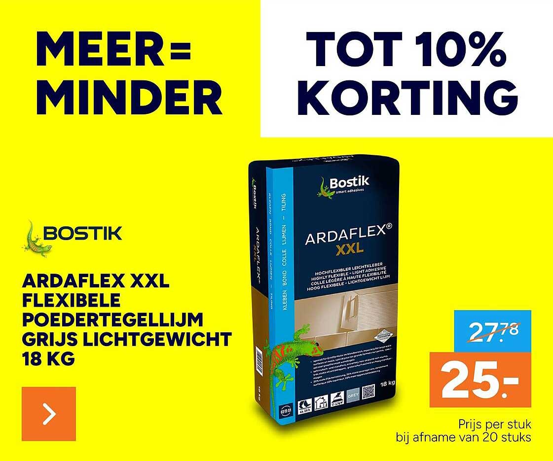 ARDAFLEX XXL FLEXIBELE POEDERTEGELLIJM GRIJS LICHTGEWICHT 18 KG