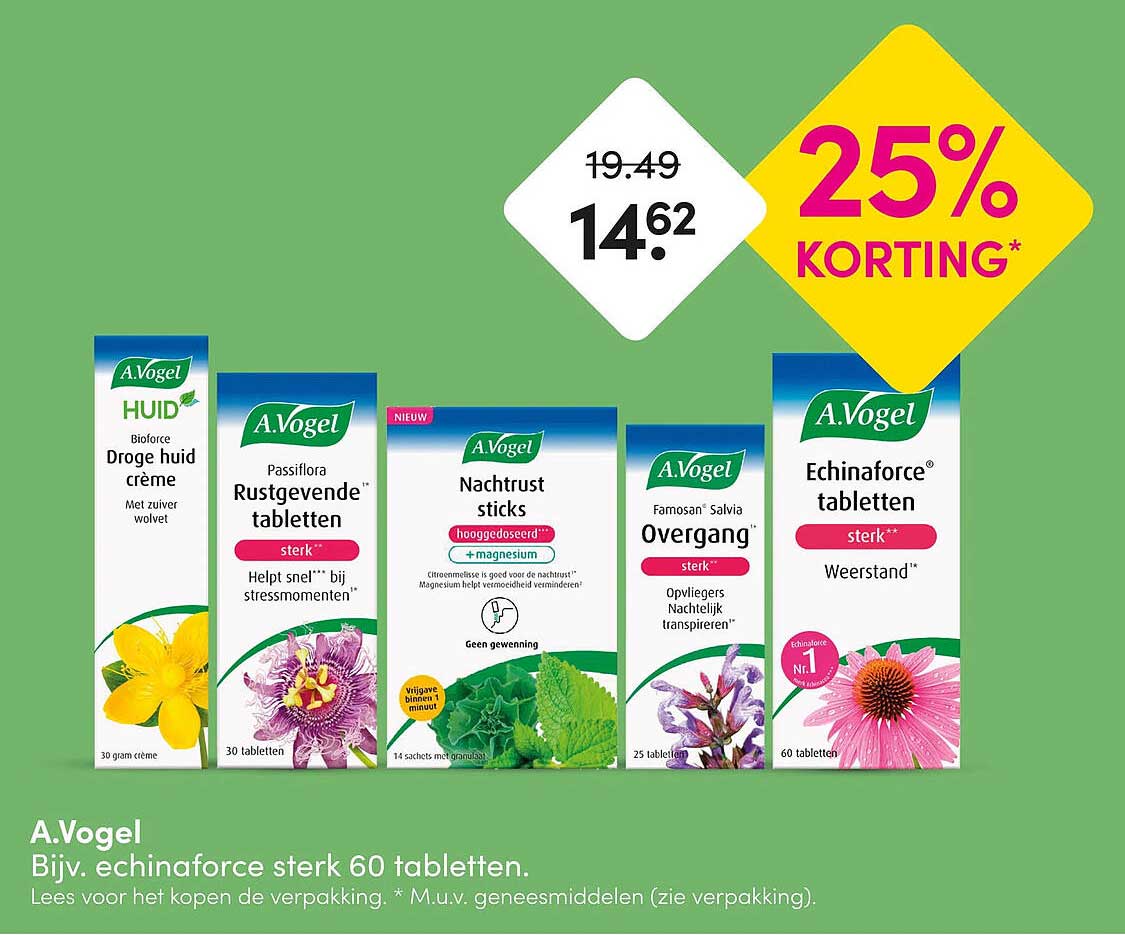 A.Vogel Bijv. echinaforce sterk 60 tabletten. 25% KORTING*