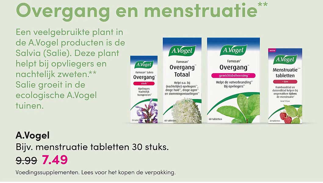 A.Vogel Bijv. menstruatie tabletten 30 stuks.