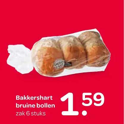 Bakkershart bruine bollen zak 6 stuks