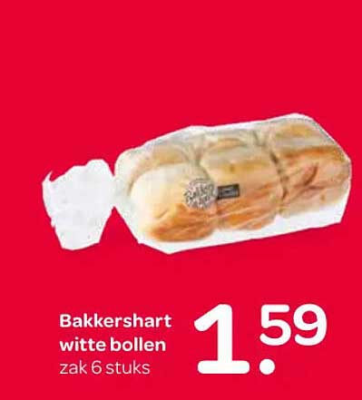 Bakkershart witte bollen zak 6 stuks