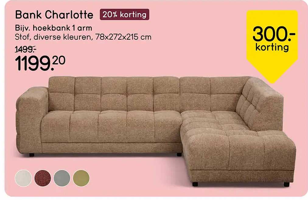 Bank Charlotte 20% korting