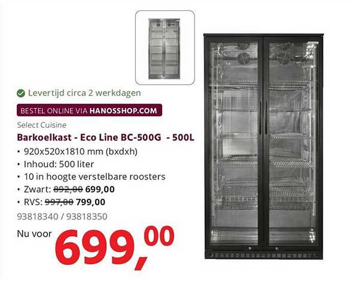 Barkoelkast - Eco Line BC-500G - 500L