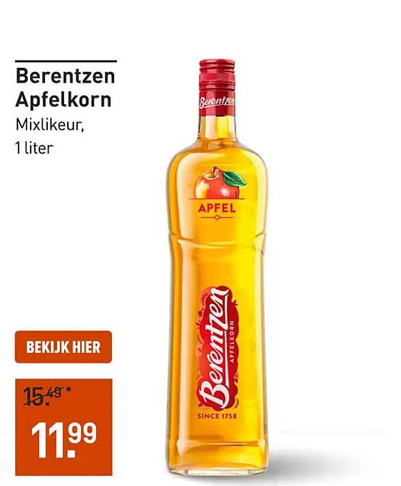 Berentzen Apfelkorn Mixlikeur, 1 liter