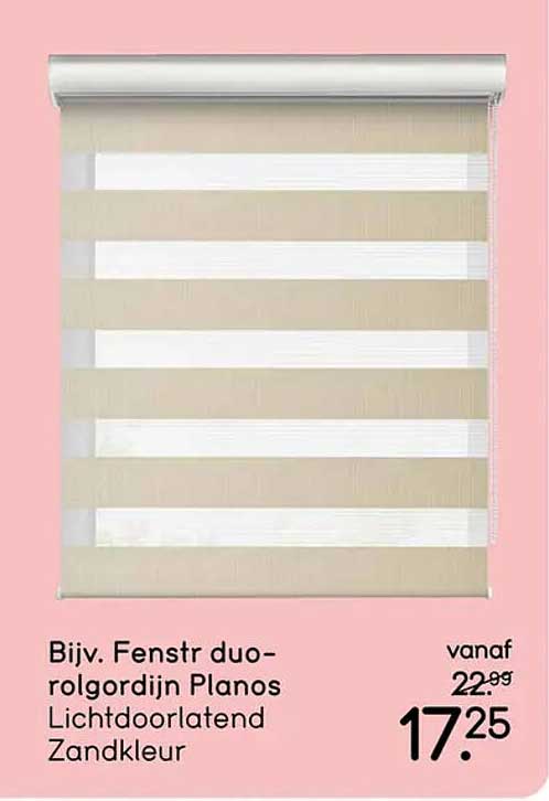 Bijv. Fenstr duo-rolgordijn Planos Lichtdoorlatend Zandkleur