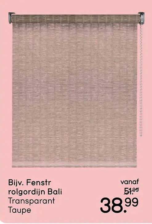Bijv. Fenstr rolgordijn Bali Transparant Taupe