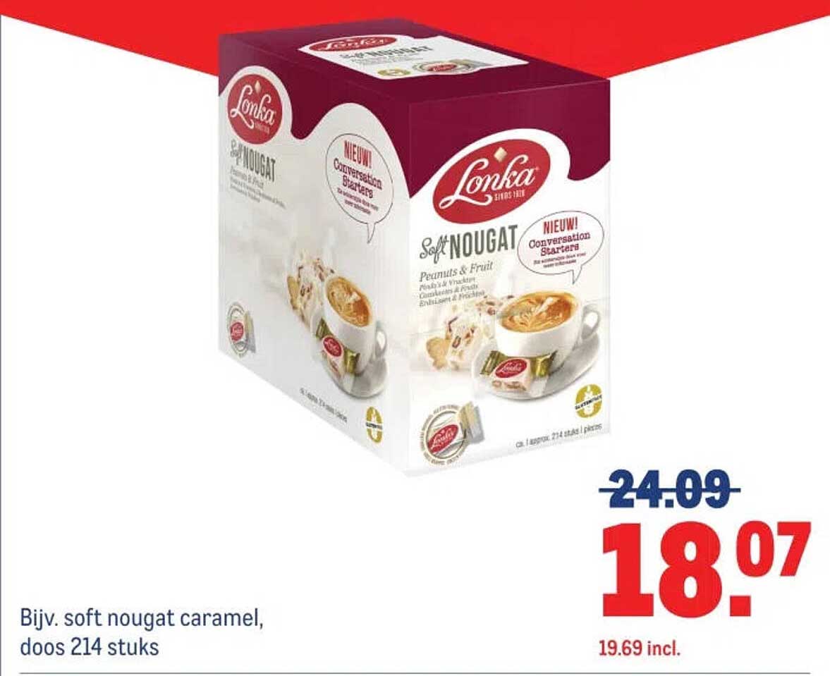 Bijv. soft nougat caramel, doos 214 stuks
