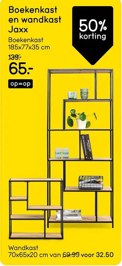 Boekenkast en wandkast Jaxx 50% korting