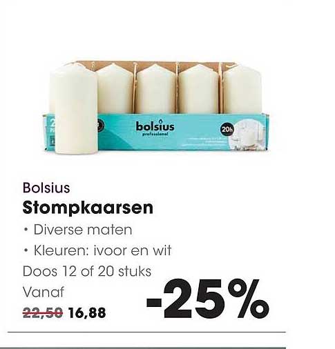 Bolsius Stompkaarsen -25%