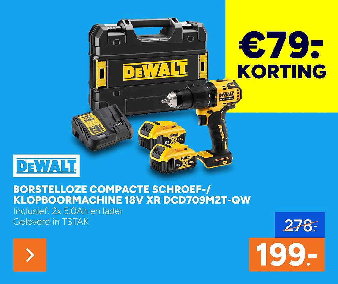 BORSTELLOZE COMPACTE SCHROEF-/KLOPBOORMACHINE 18V XR DCD709M2T-QW