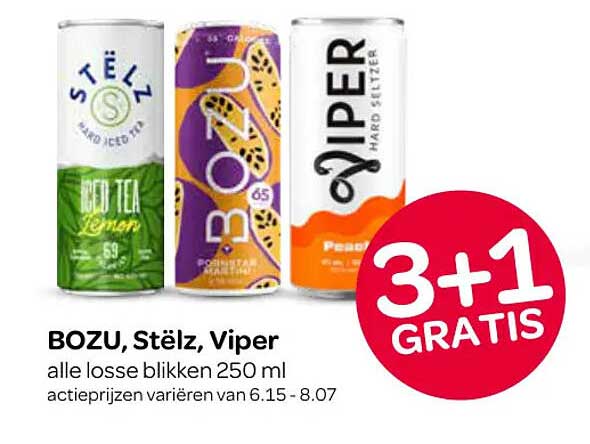 BOZU, Stëlz, Viper alle losse blikken 250 ml 3+1 GRATIS