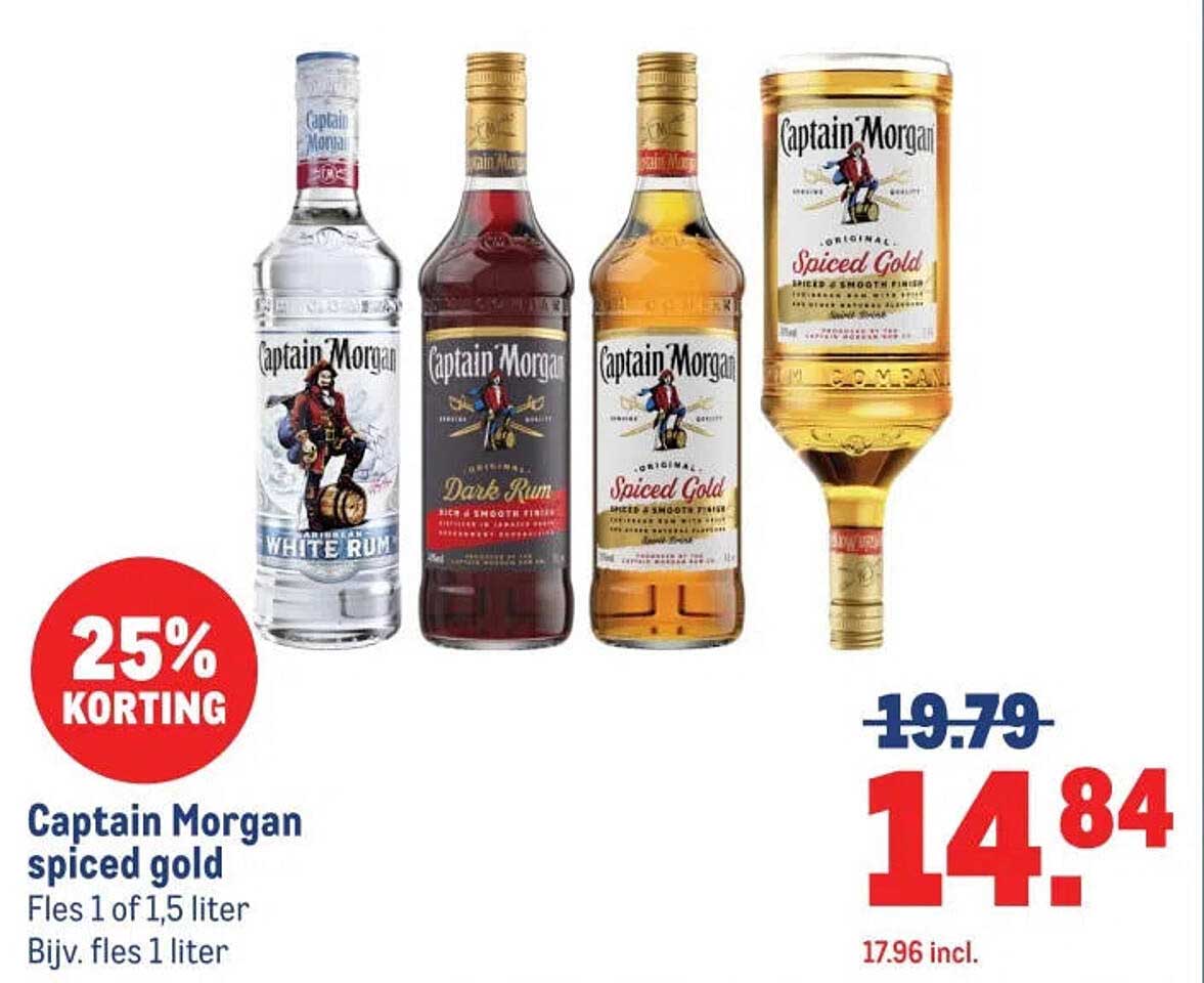 Captain Morgan spiced gold 25% korting