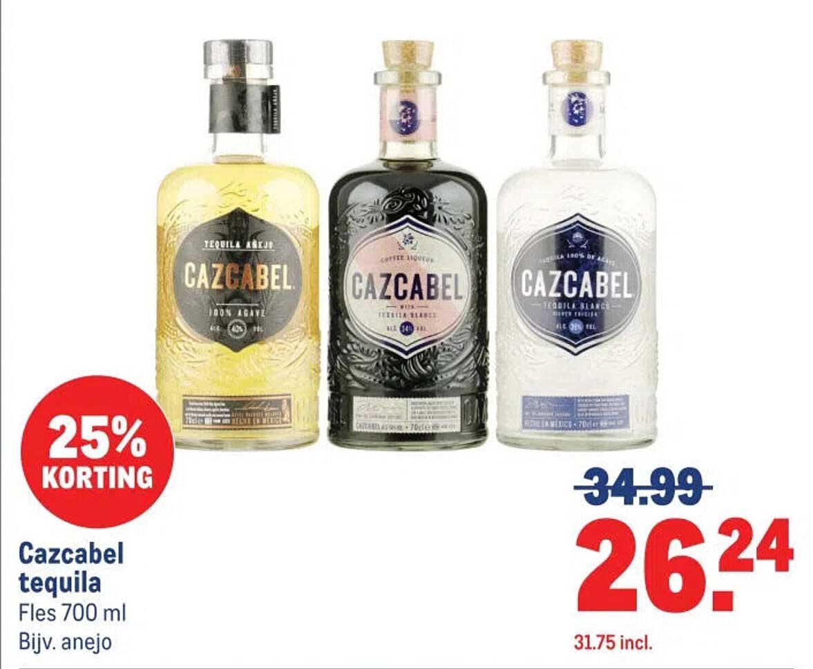 Cazcabel tequila Fles 700 ml Bijv. anejo 25% KORTING