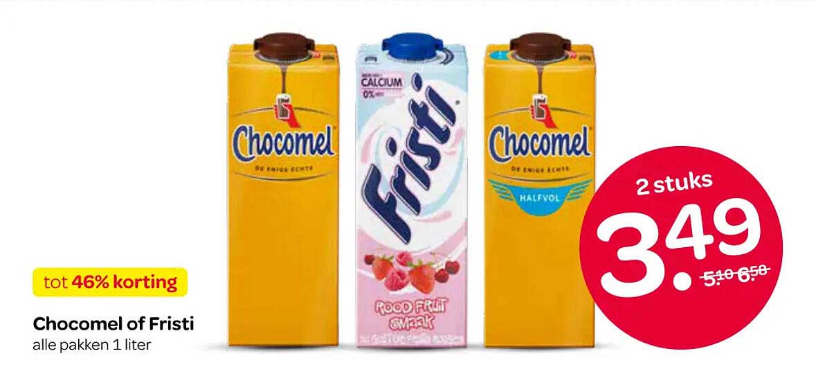Chocomel of Fristi alle pakken 1 liter 2 stuks