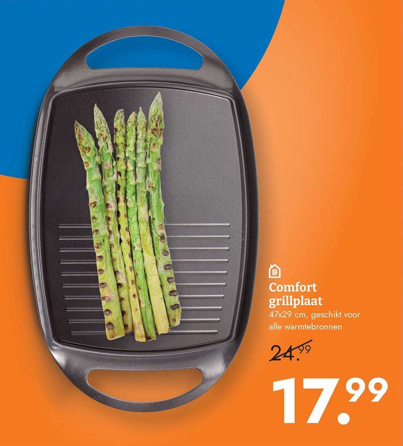 Comfort grillplaat 47x29 cm, geschikt voor alle warmtebronnen
