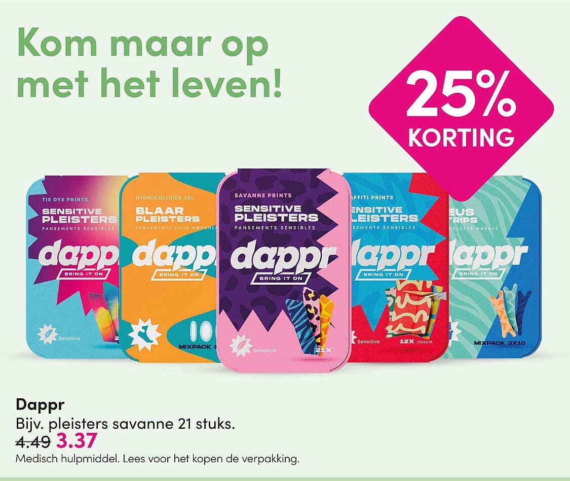 Dappr Bijv. pleisters savanne 21 stuks 25% korting