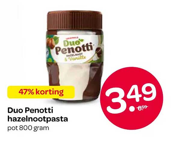 Duo Penotti hazelnootpasta 47% korting