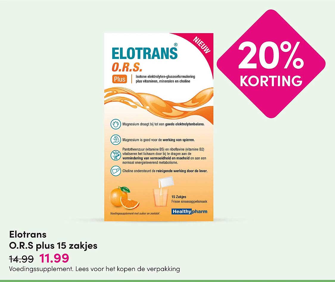 Elotrans O.R.S plus 15 zakjes